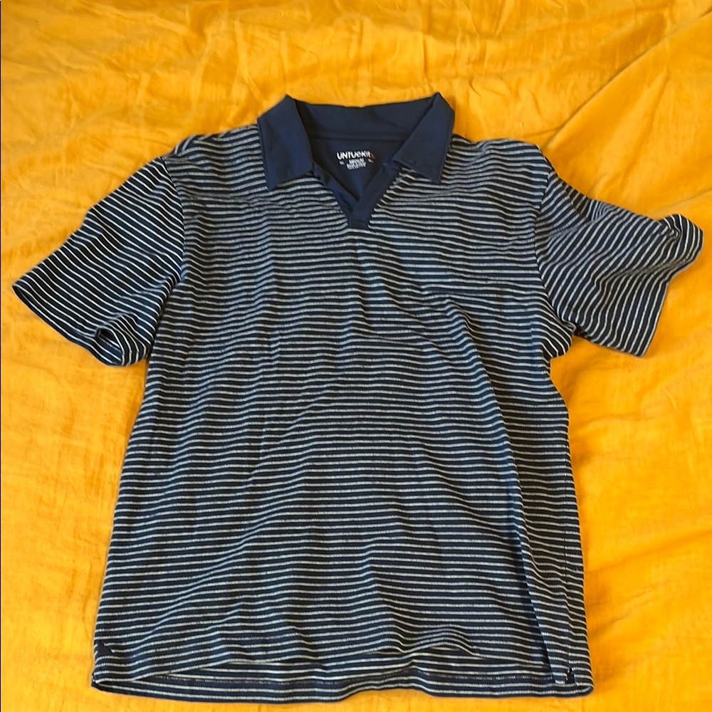 UNTUCKit Blue Striped Polo Shirt